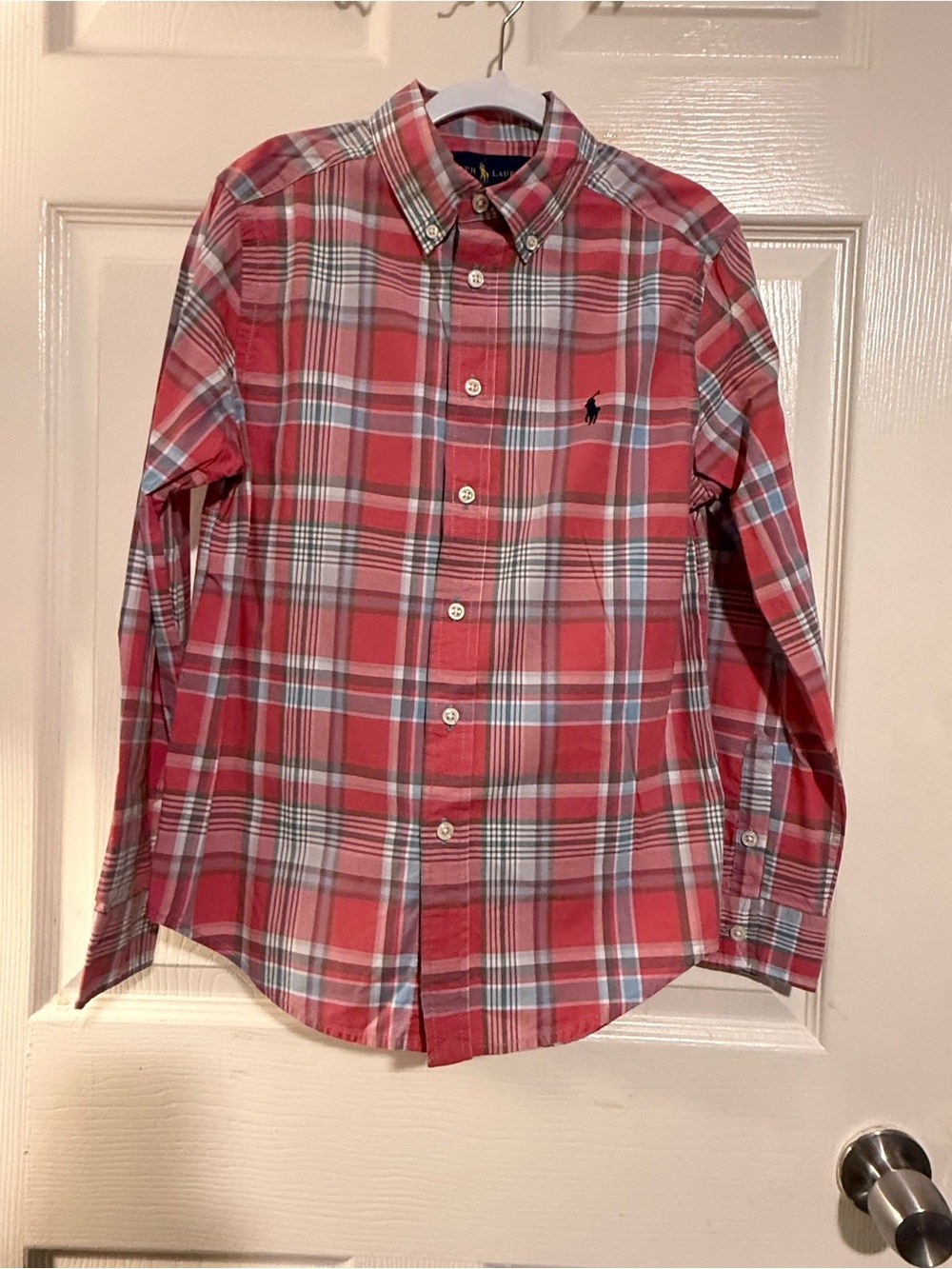 Ralph Lauren Red Plaid Button-Down kids Shirt size 10-12 #theclassy - Picture 5 of 5